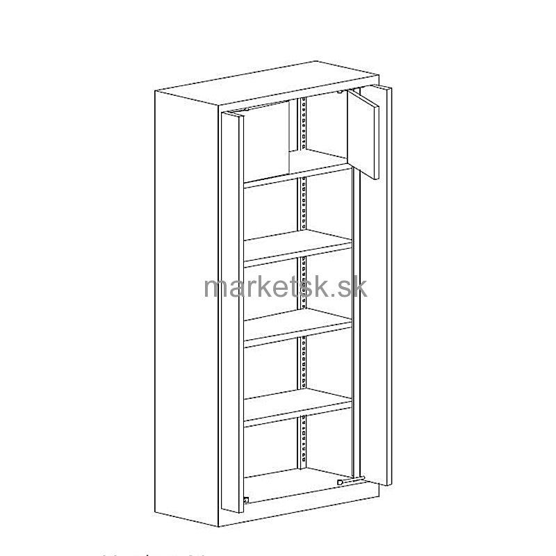 Kovová kancelárska skriňa OD002 - 199 x 100 x 43,5 cm